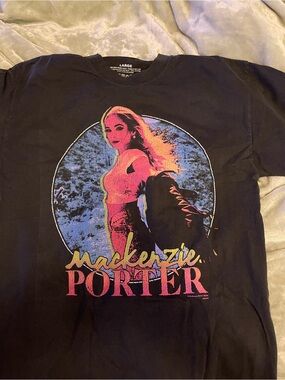 Mackenzie Porter Graphic Band Tee - Black with Pink & Blue Artwork